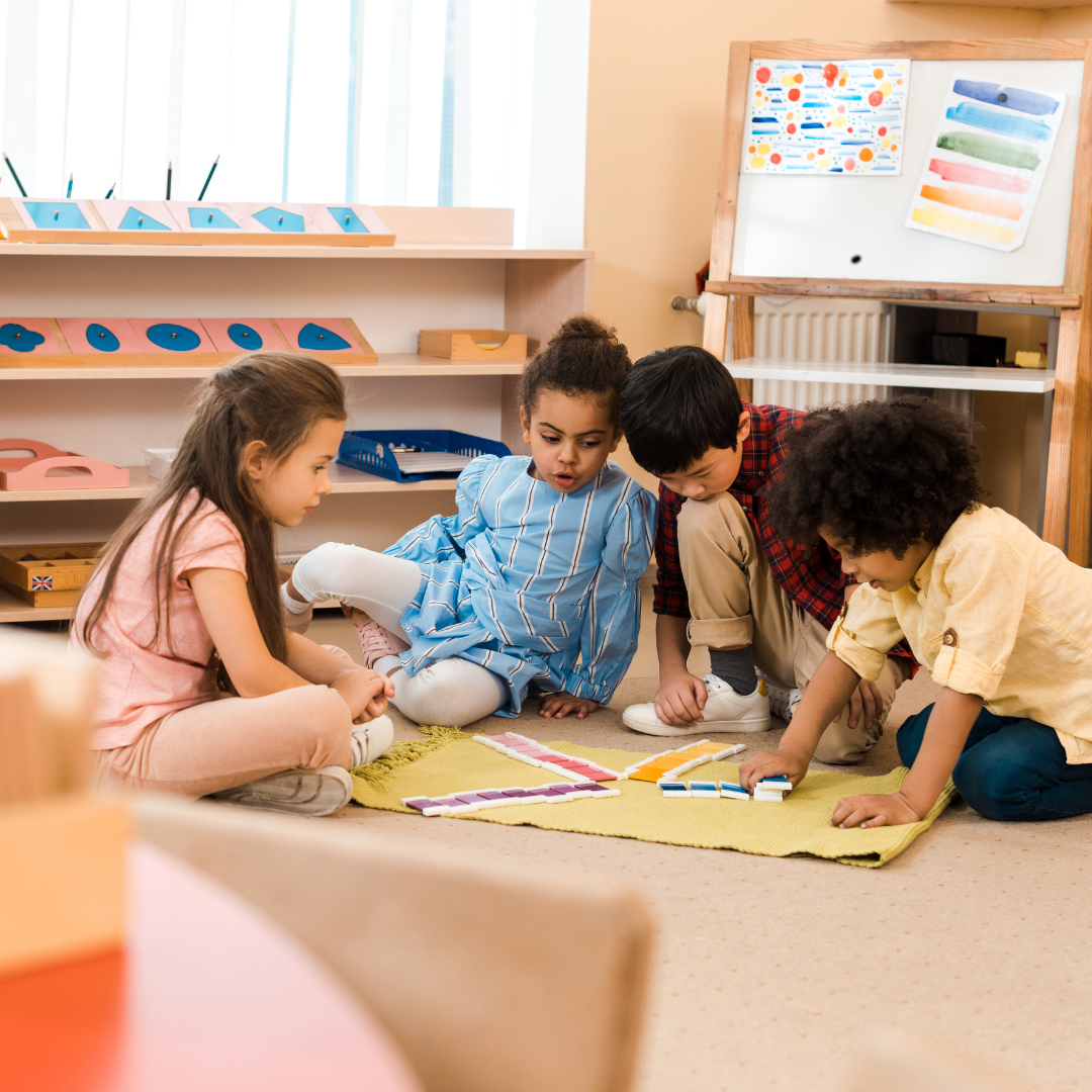 Child engaged in hands-on Montessori learning