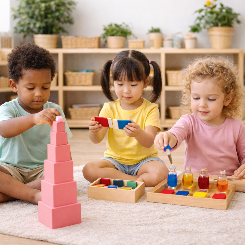 Child working with Montessori sensorial materials at Oak Grove