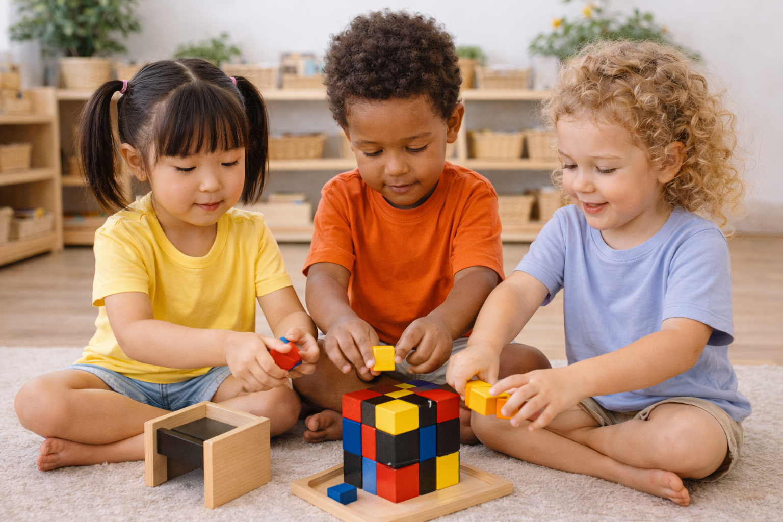 Montessori Trinomial Cube sensorial activity